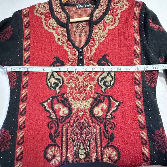 Silver Lane Red tapestry baroque sweater dress womans size Medium - Picture 11 of 12